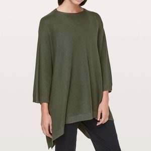 Gorgeous olive green knit pullover Divinity wrap poncho by Lululemon